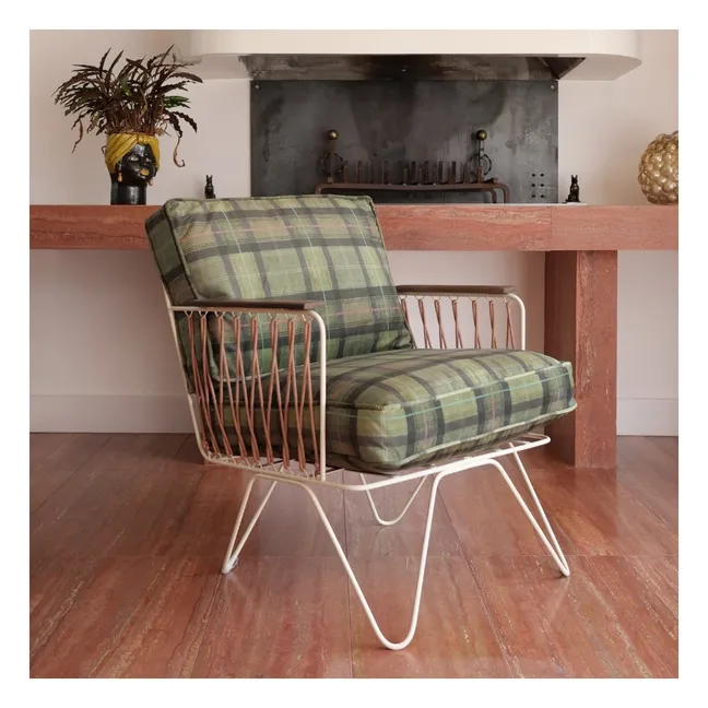 Fauteuil Croisette velours tartan | Vert