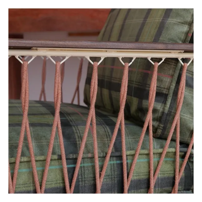 Fauteuil Croisette velours tartan | Vert