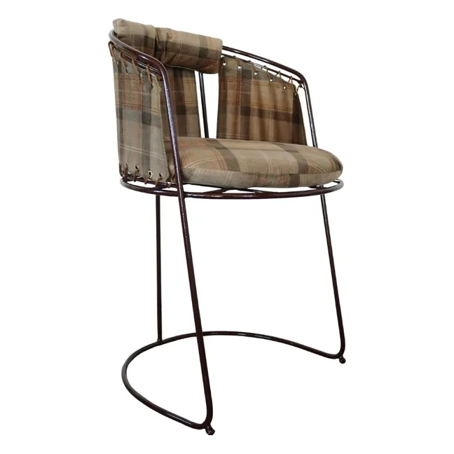 Chaise Palmer velours tartan | Caramel