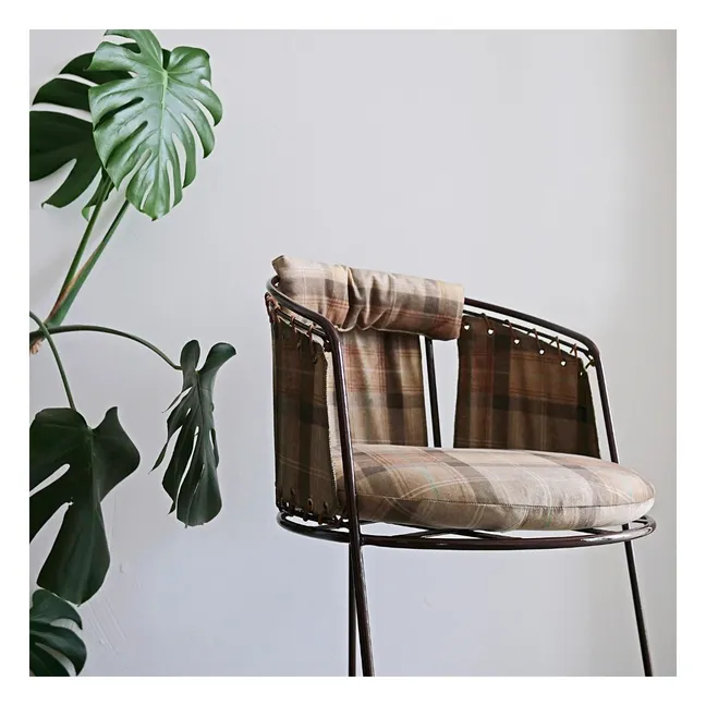 Chaise Palmer velours tartan | Caramel