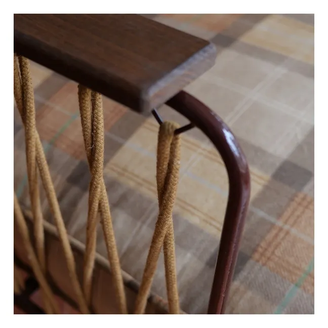 Fauteuil Croisette velours tartan | Caramel