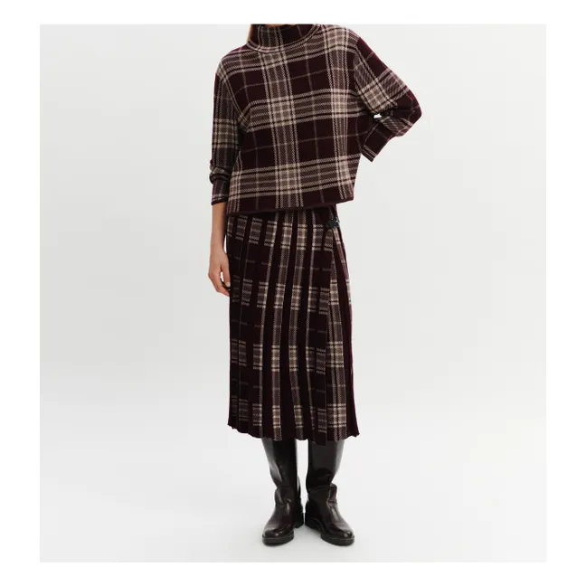 Jupe Kilt Plissée Tartan Laine | Grenat