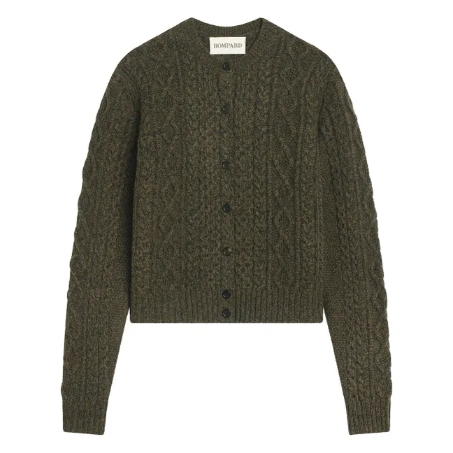 Cardigan À Torsades Cachemire | Olive