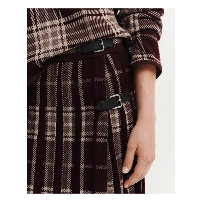 Jupe Kilt Plissée Tartan Laine | Grenat