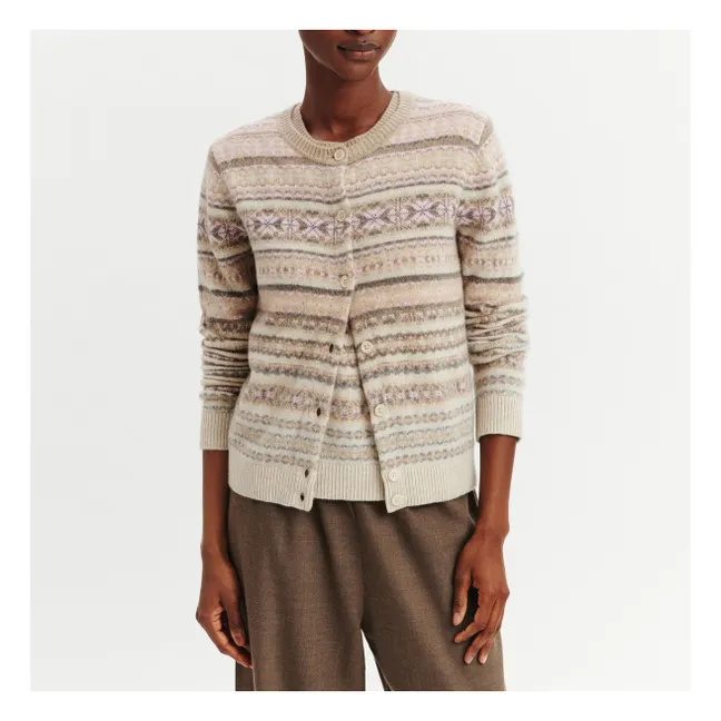 Cardigan Fairisle Cachemire | Rose Quartz
