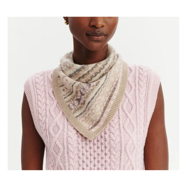 Foulard Triangle Fairisle Cachemire