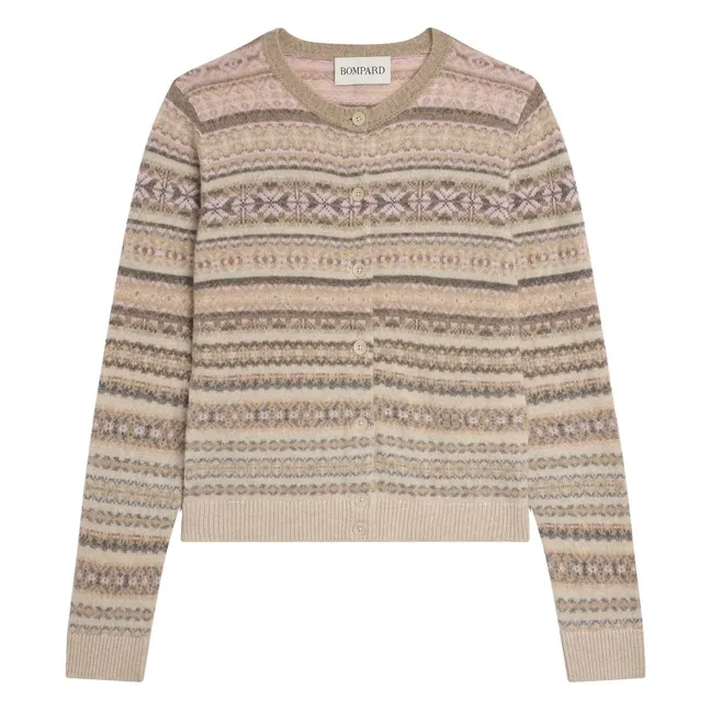 Cardigan Fairisle Cachemire | Rose Quartz