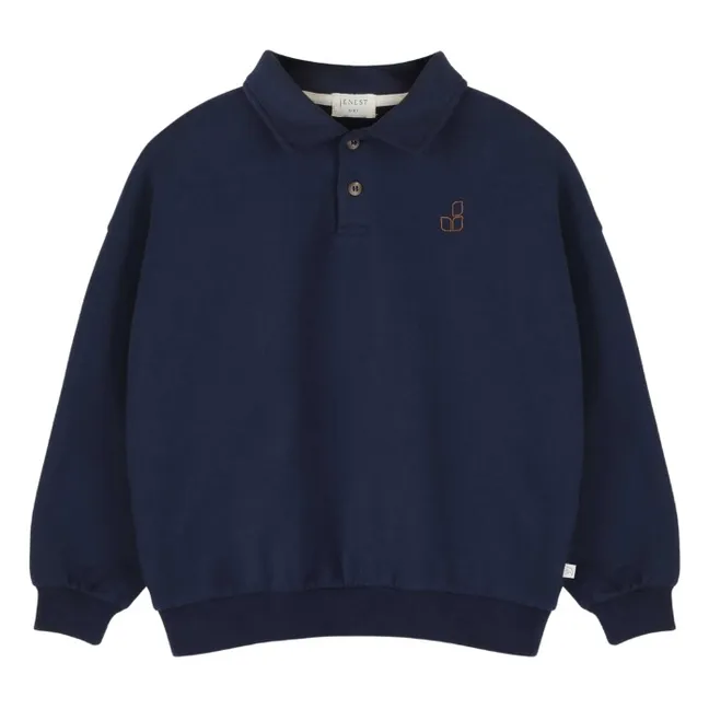 Cameron organic cotton polo neck sweatshirt | Navy blue