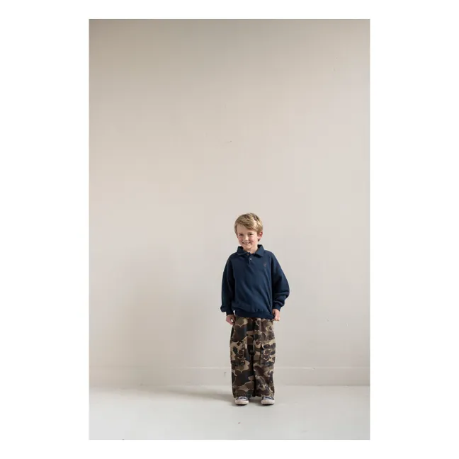 Cameron organic cotton polo neck sweatshirt | Navy blue