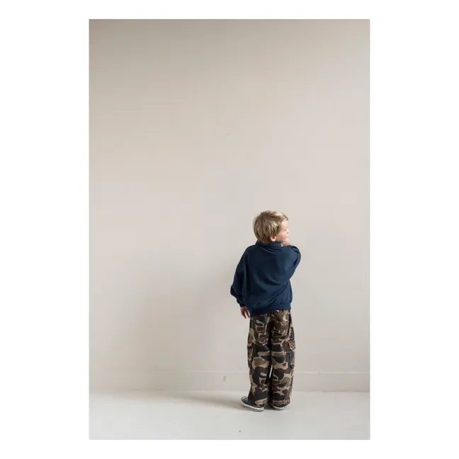 Cameron organic cotton polo neck sweatshirt | Navy blue