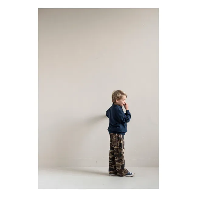 Cameron organic cotton polo neck sweatshirt | Navy blue