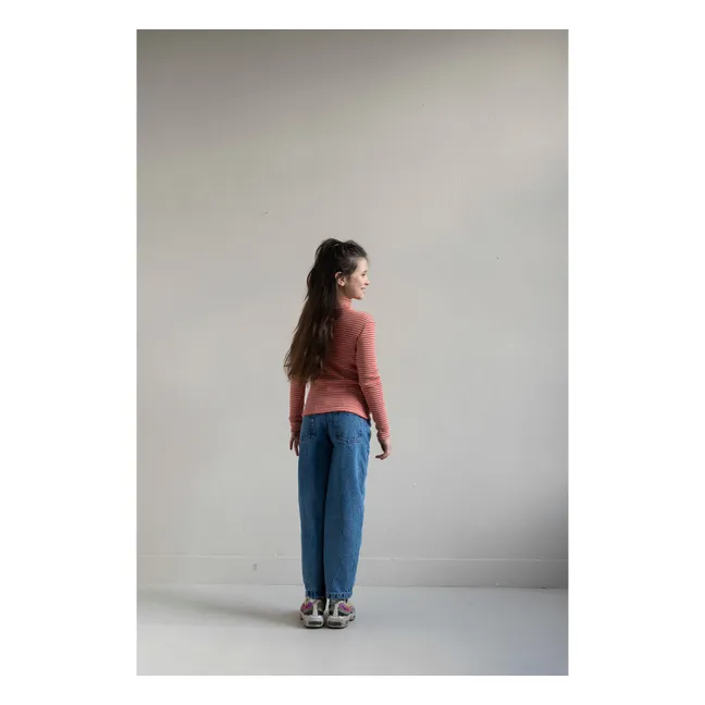Tara Striped Roll Neck T-Shirt | Red