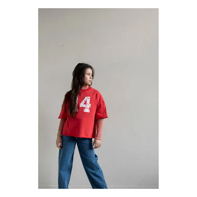 Tara Striped Roll Neck T-Shirt | Red