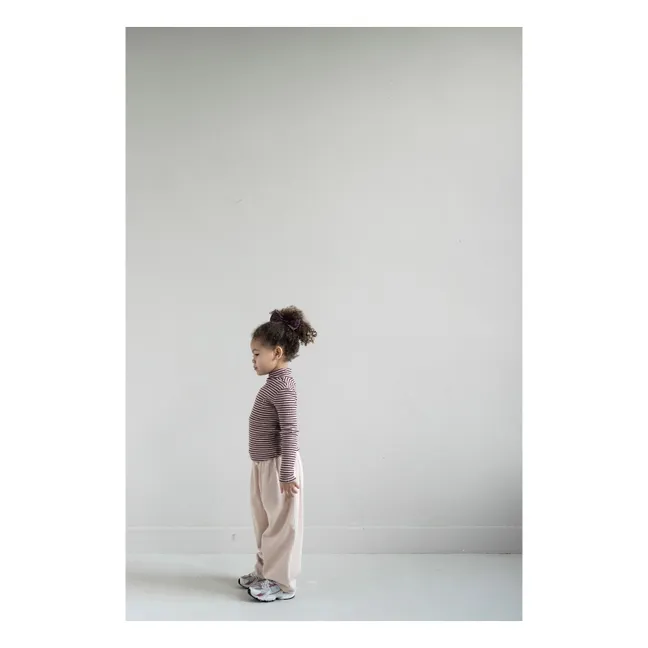 Tara Striped Roll Neck T-Shirt | Burgundy