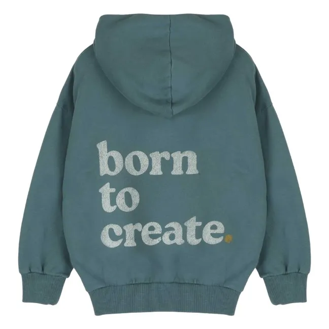 Sweat Capuche Chiné Chris Coton Bio | Bleu canard