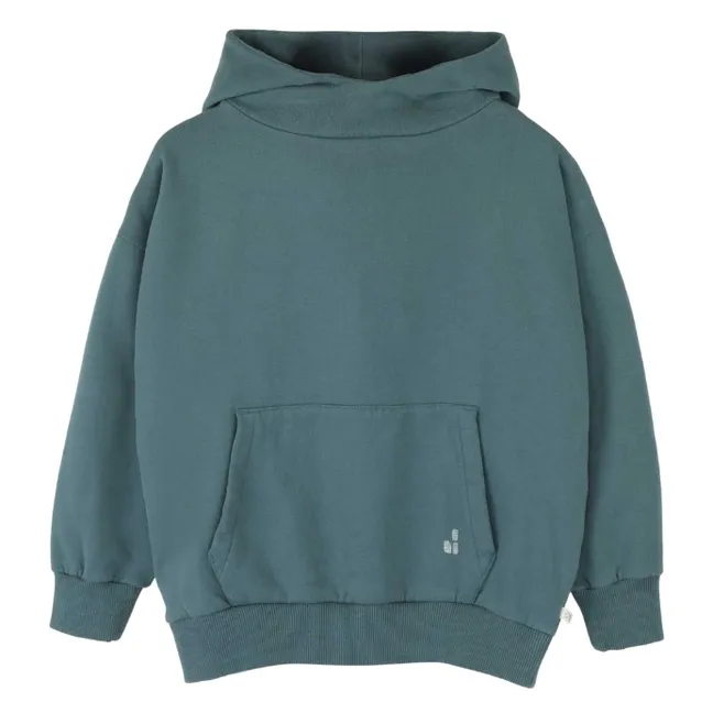 Sweat Capuche Chiné Chris Coton Bio | Bleu canard