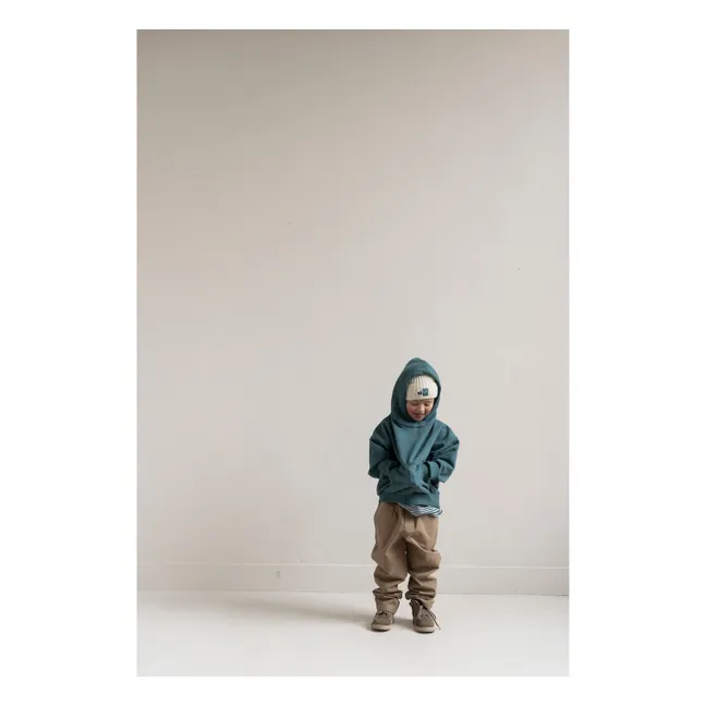 Sweat Capuche Chiné Chris Coton Bio | Bleu canard