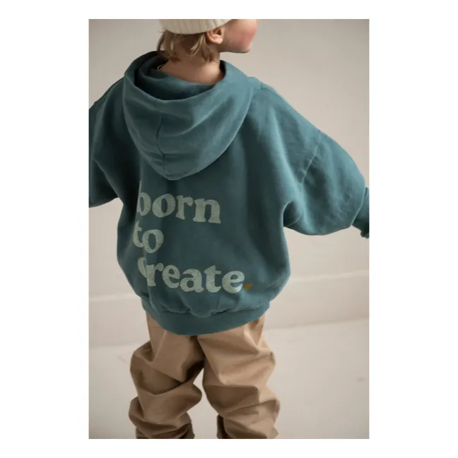 Sweat Capuche Chiné Chris Coton Bio | Bleu canard
