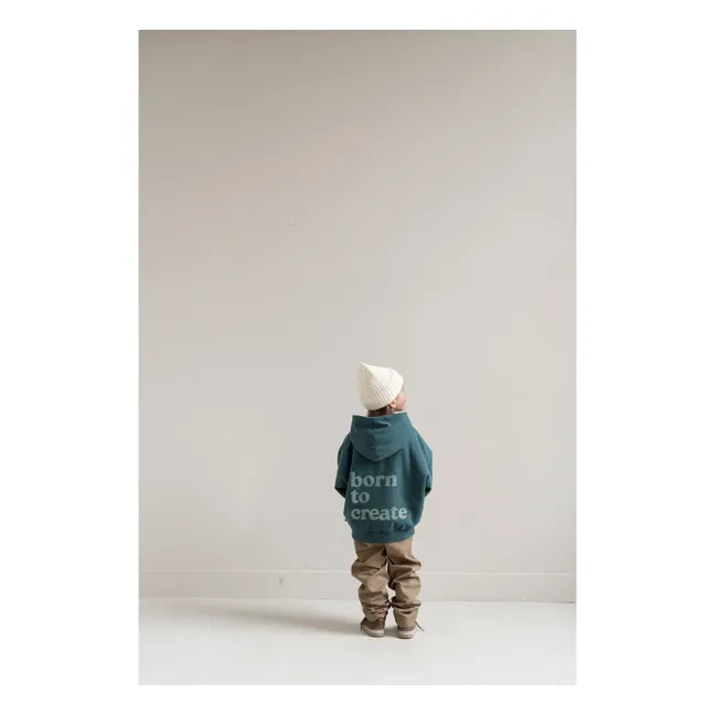 Sweat Capuche Chiné Chris Coton Bio | Bleu canard