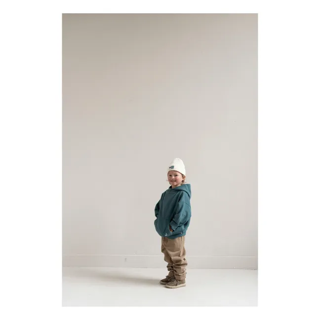 Sweat Capuche Chiné Chris Coton Bio | Bleu canard