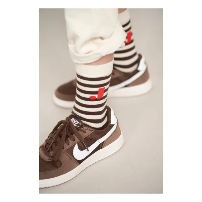 Chaussettes J Rayées Coton Bio | Blanc