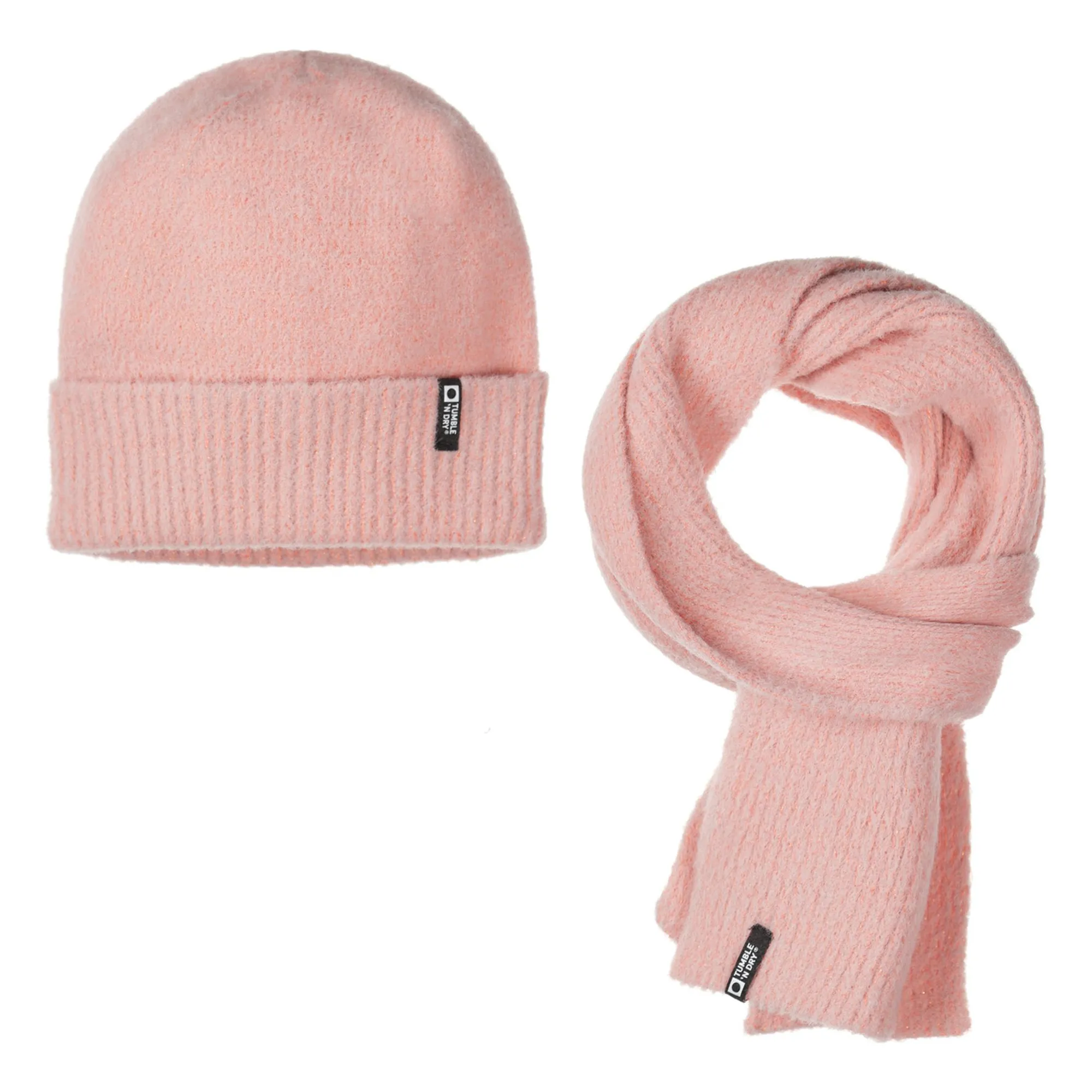 Tumble N'dry Pink Beanie & Scarf Set