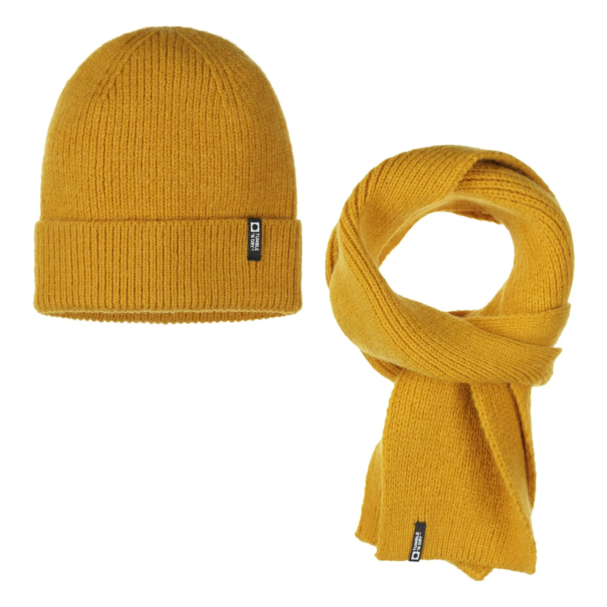 Tumble N'dry Mustard Beanie & Scarf Set