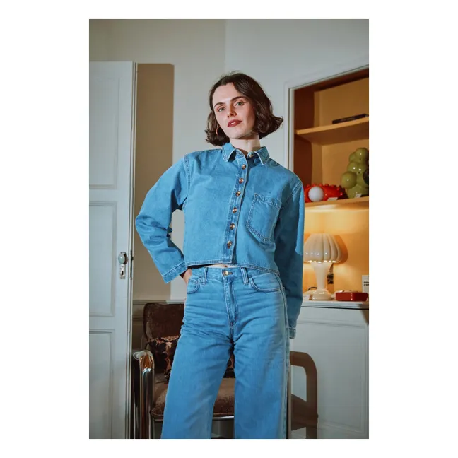 Chemise Mandarine Denim | Bleu