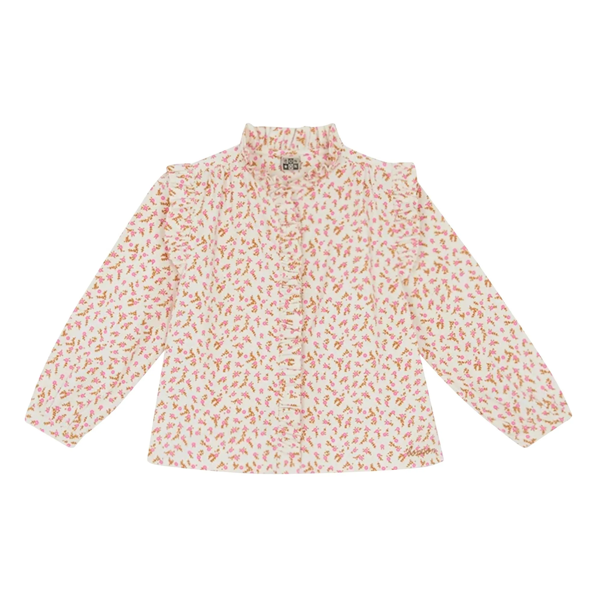 Bonton Ecru Dory Ruffled Flower Blouse