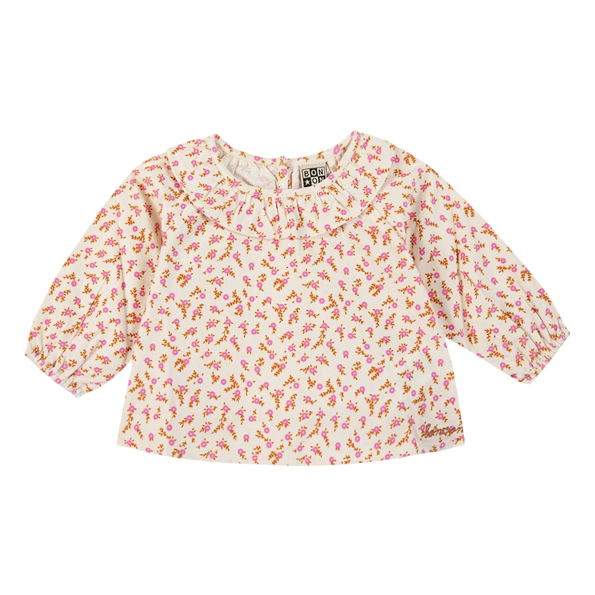 Bonton Ecru Blouse Hugoline Fleurie Col Volants