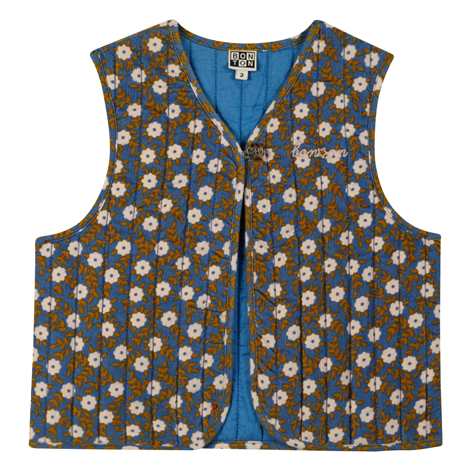 Bonton Blue Betib Floral Sleeveless Vest