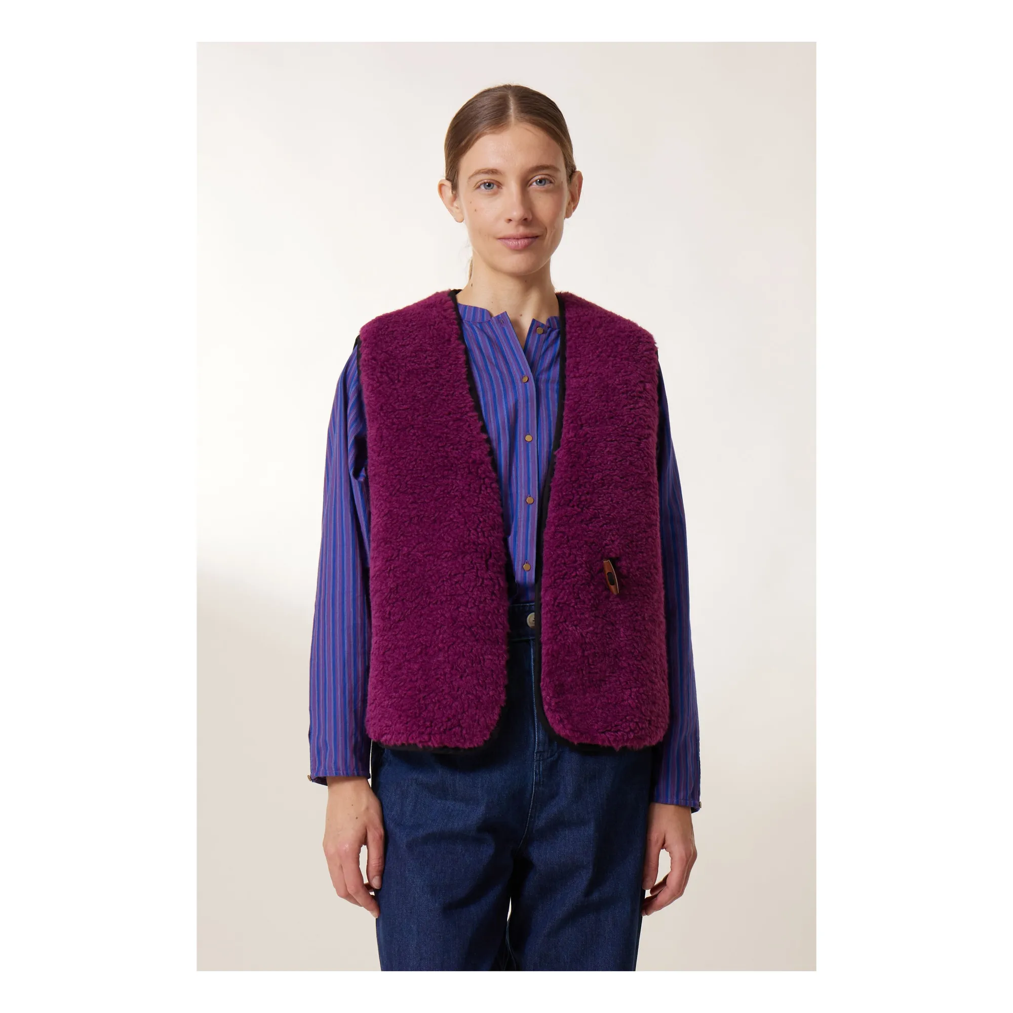 Leon & Harper Purple Vallos Sleeveless Jacket