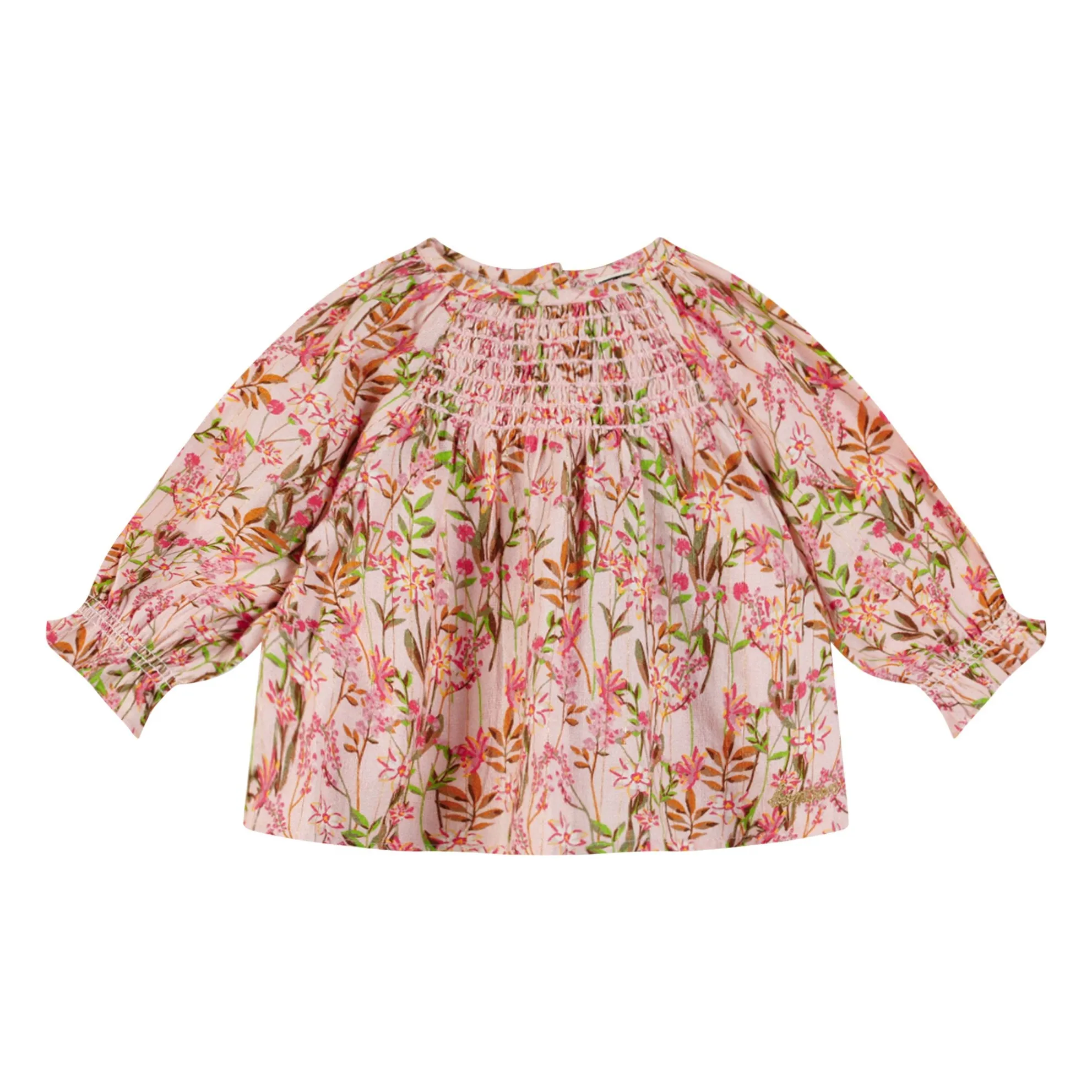 Bonton Pink Flower Lurex Blouse