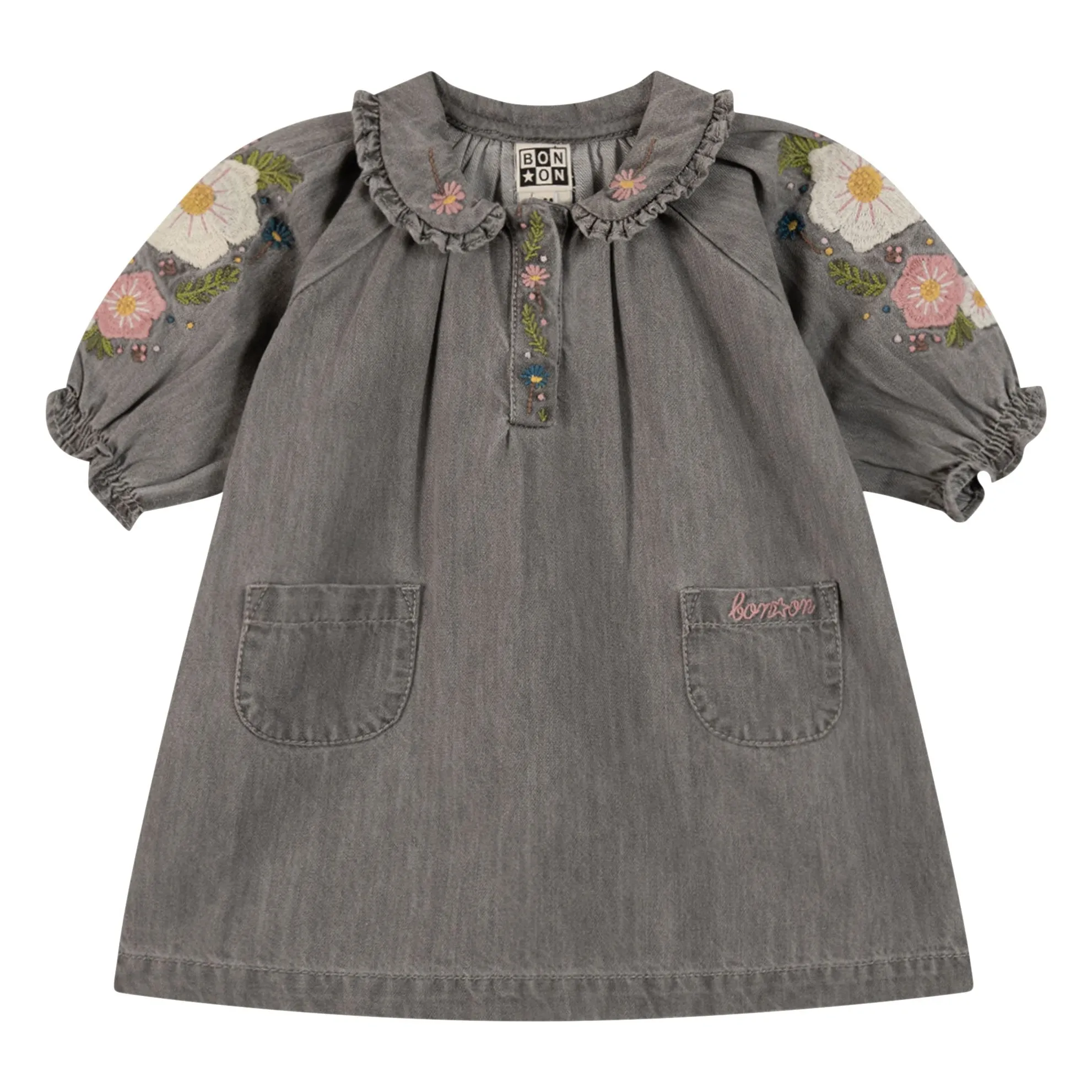 Bonton Grey Deb Chambray Ruffle Dress