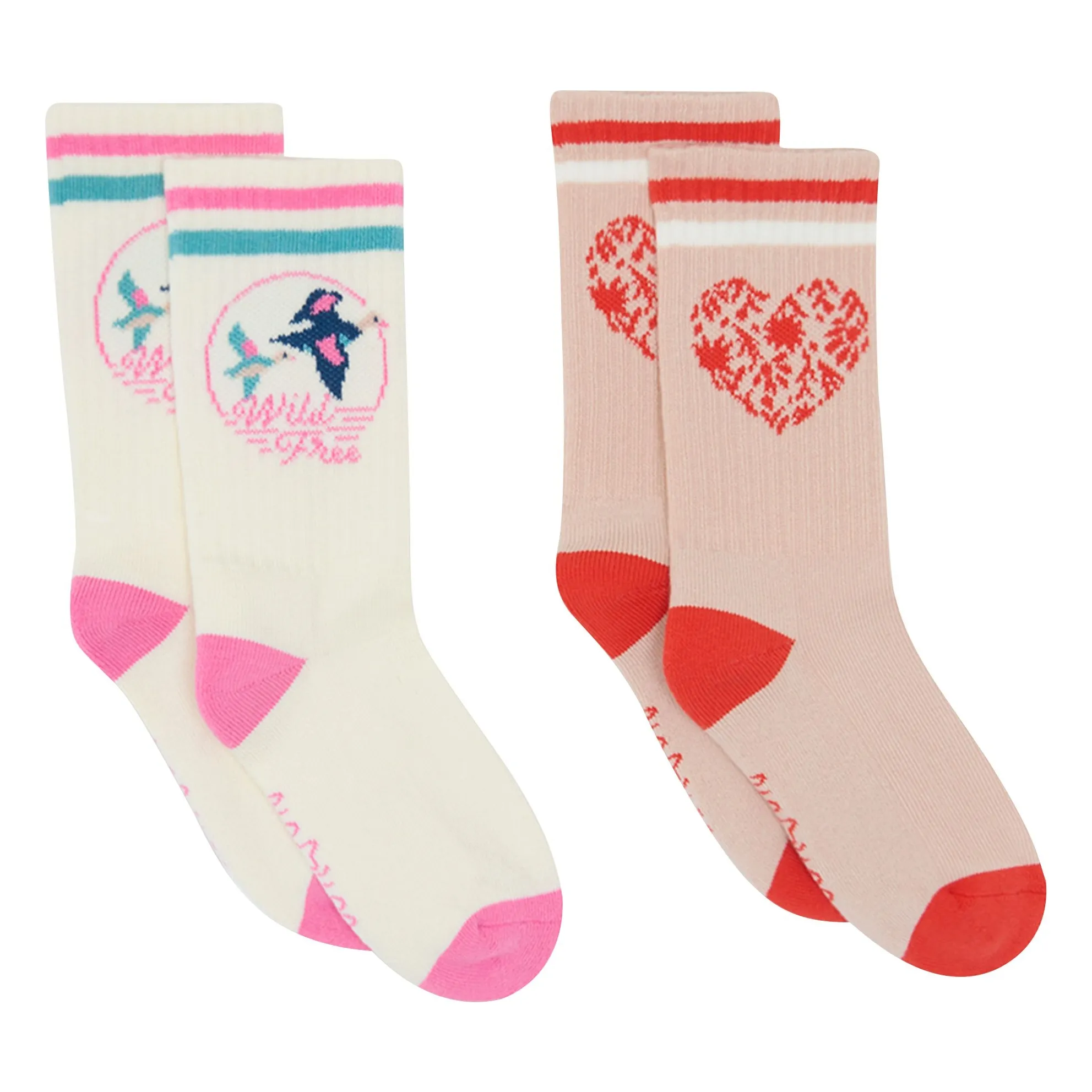 Bonton Pink Set Of 2 Heart Socks