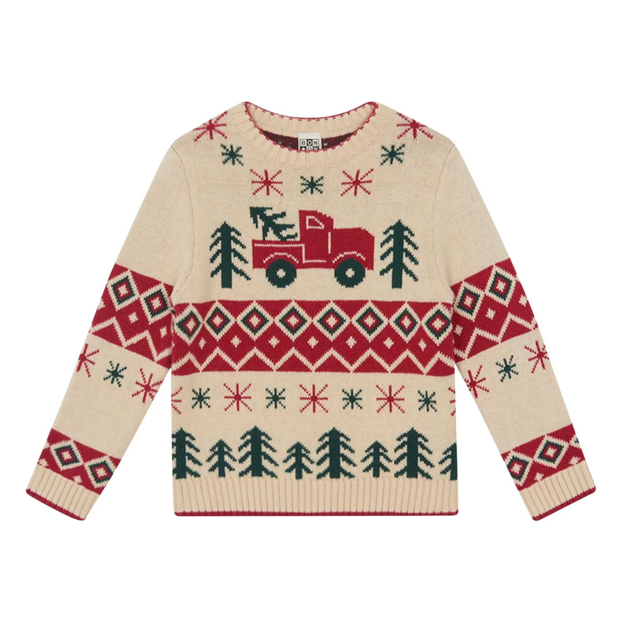 Bonton Boys Beige Joel Jacquard Sweater