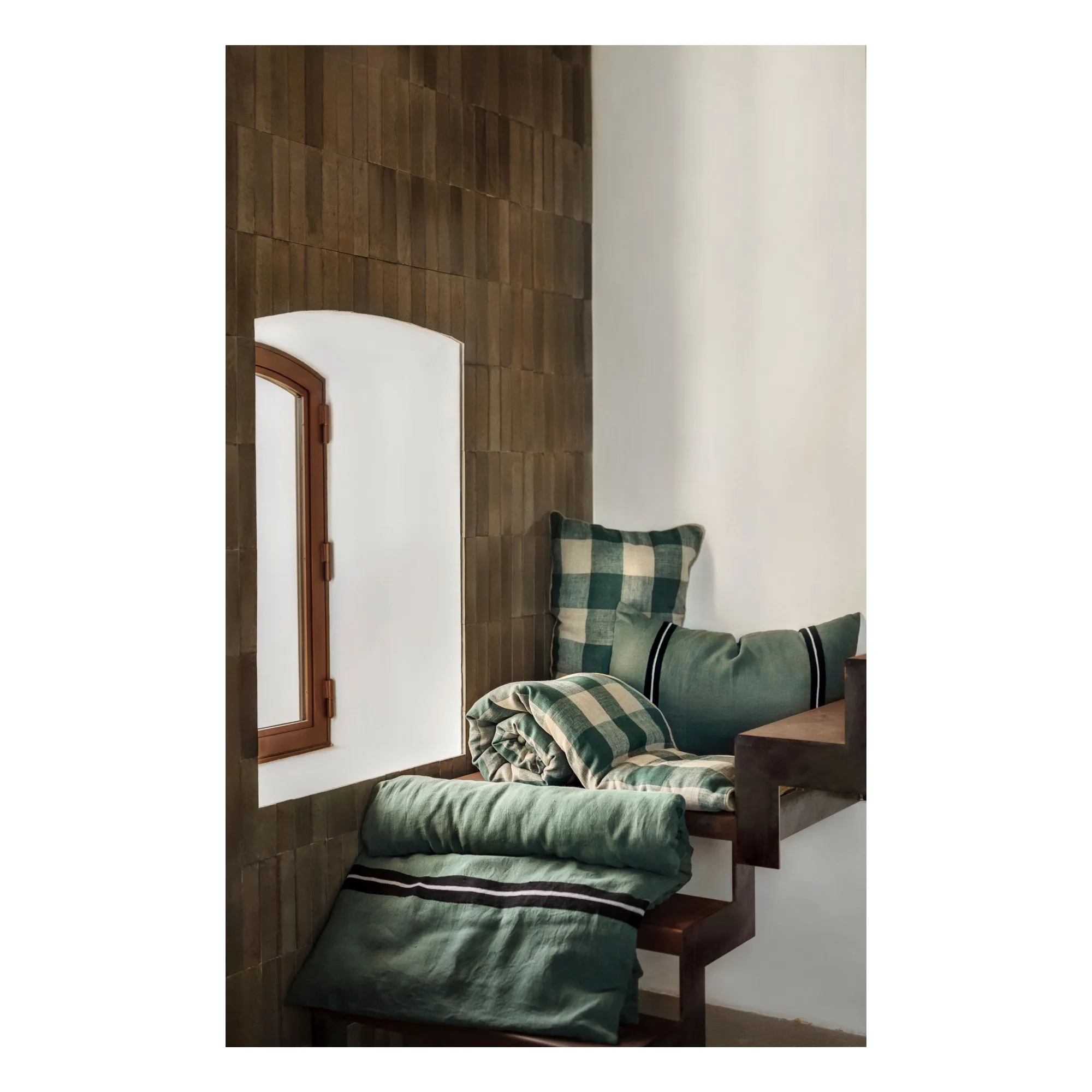 Housse de coussin en lin lavé Palma | Bleu- Image produit n°1