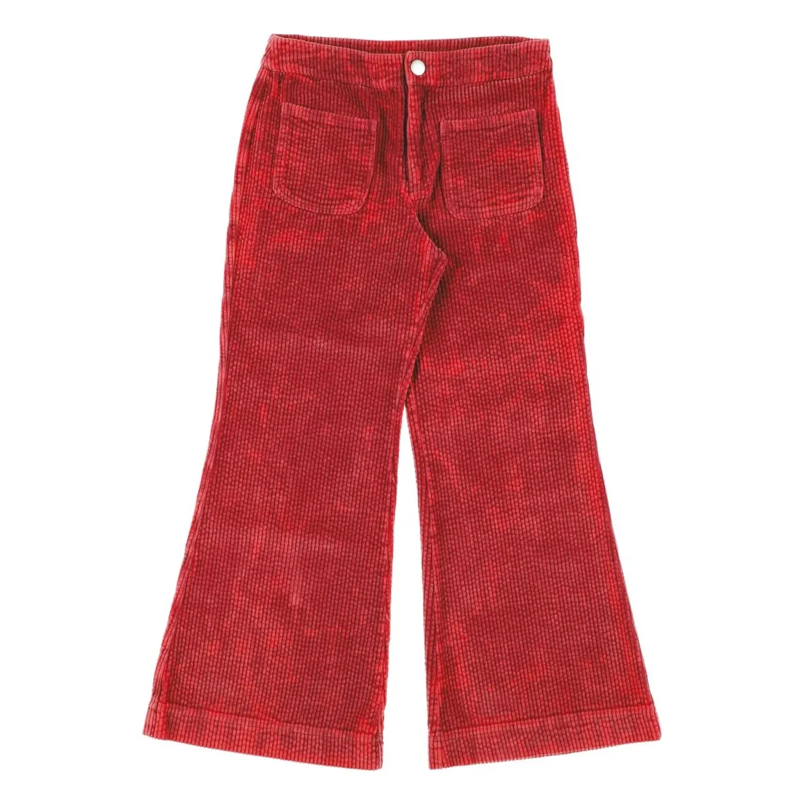 Tangerine Red Corduroy Wide Leg Trousers