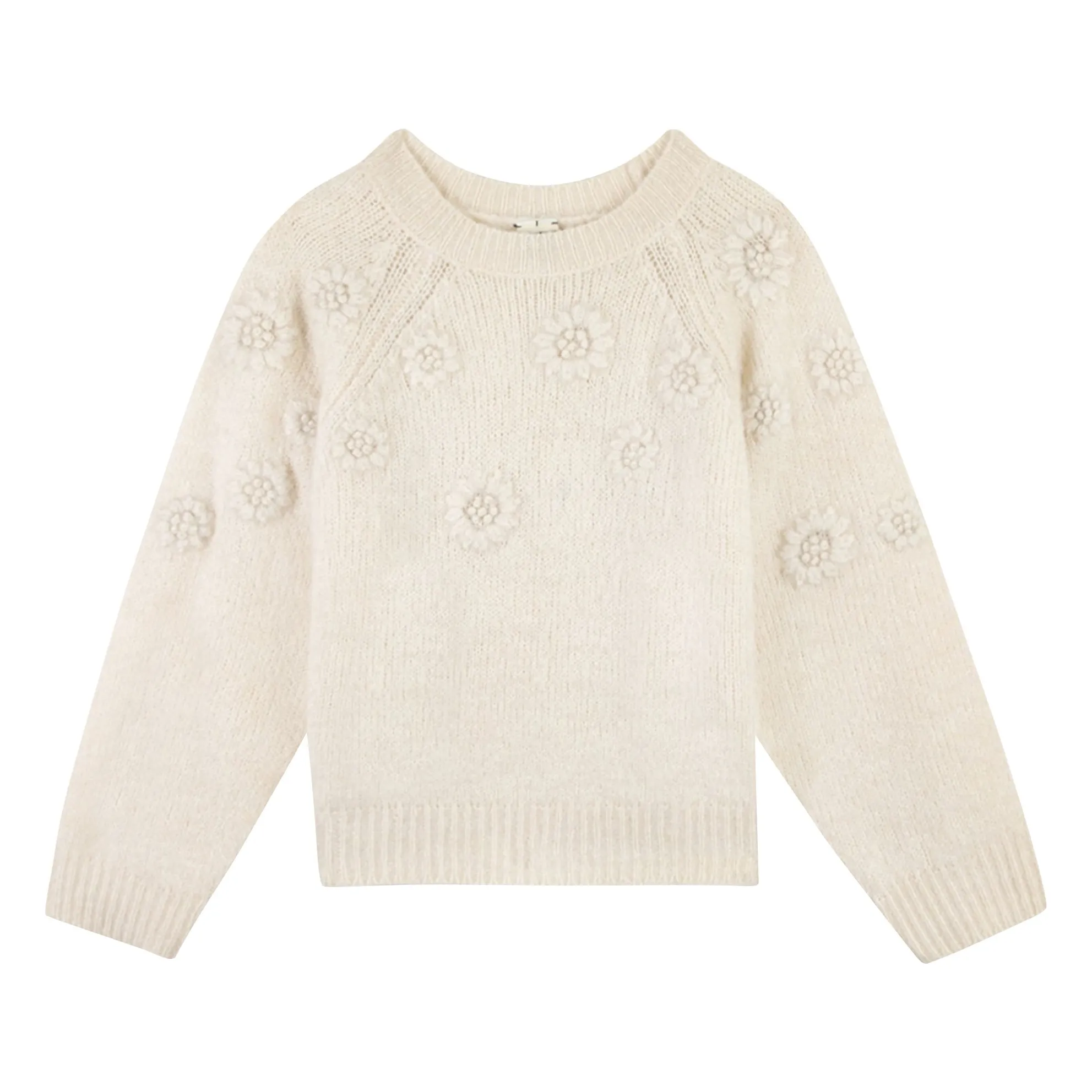 Bonton Cream Jessie Embroidered Flowers Sweater