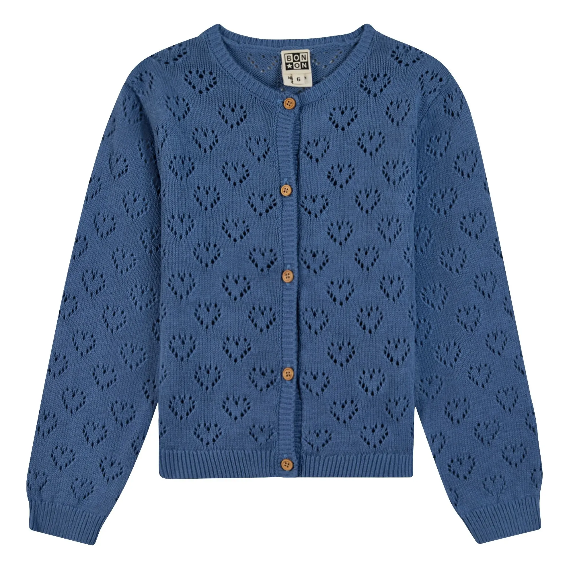 Bonton Blue Lilou Cœurs Pointelle Cardigan