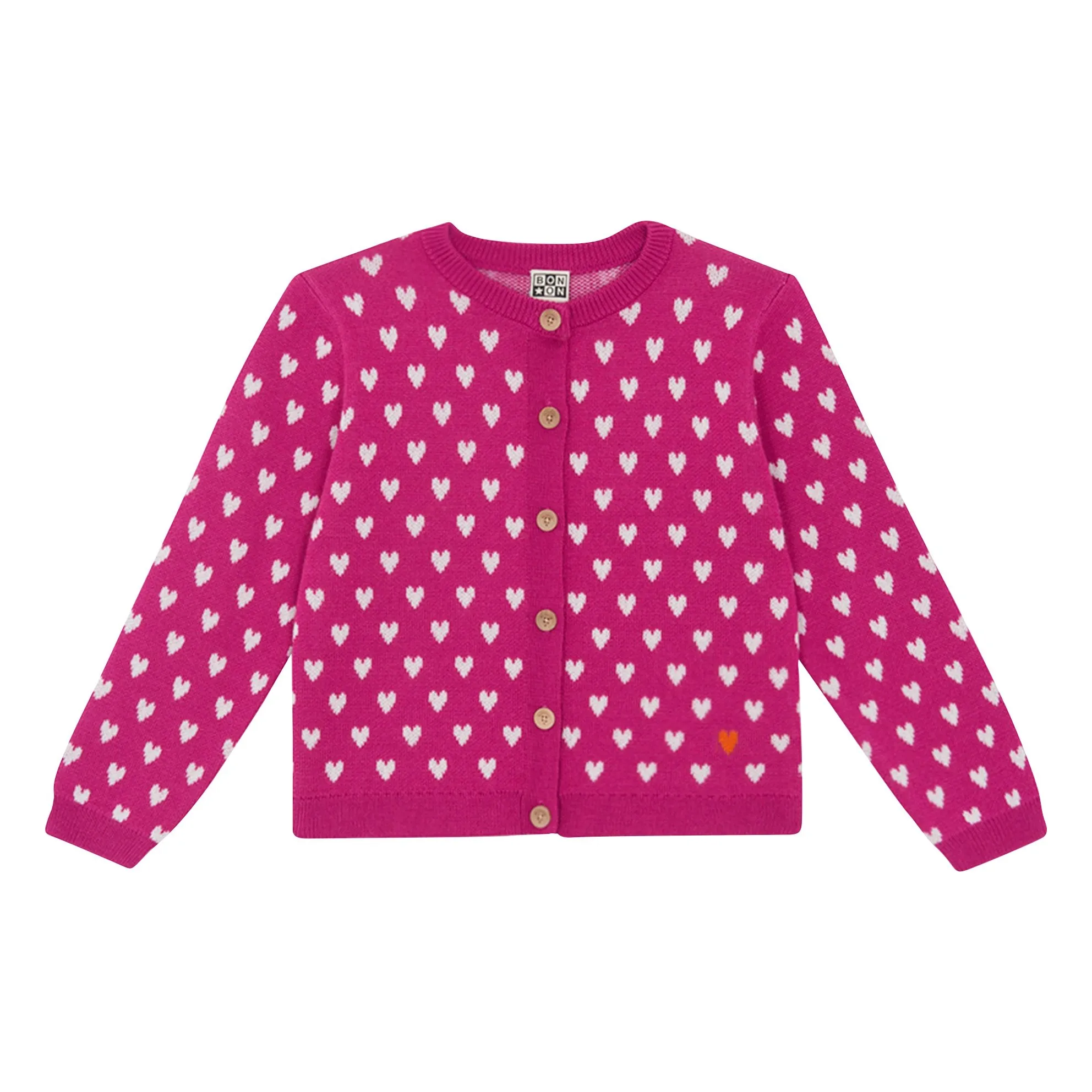 Bonton Fuchsia Lilou Cœurs Cardigan