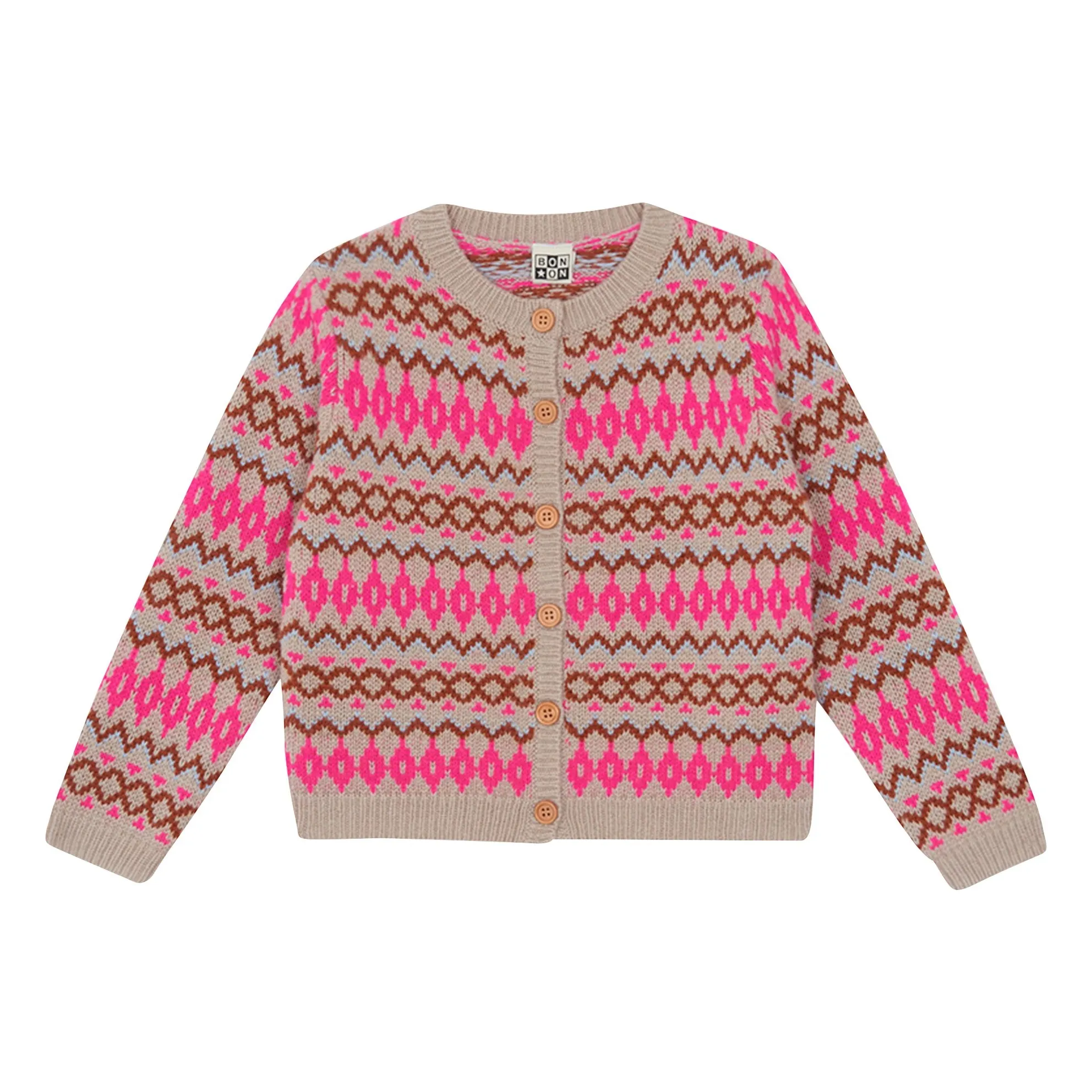 Bonton Pink Lilou Jacquard Cardigan
