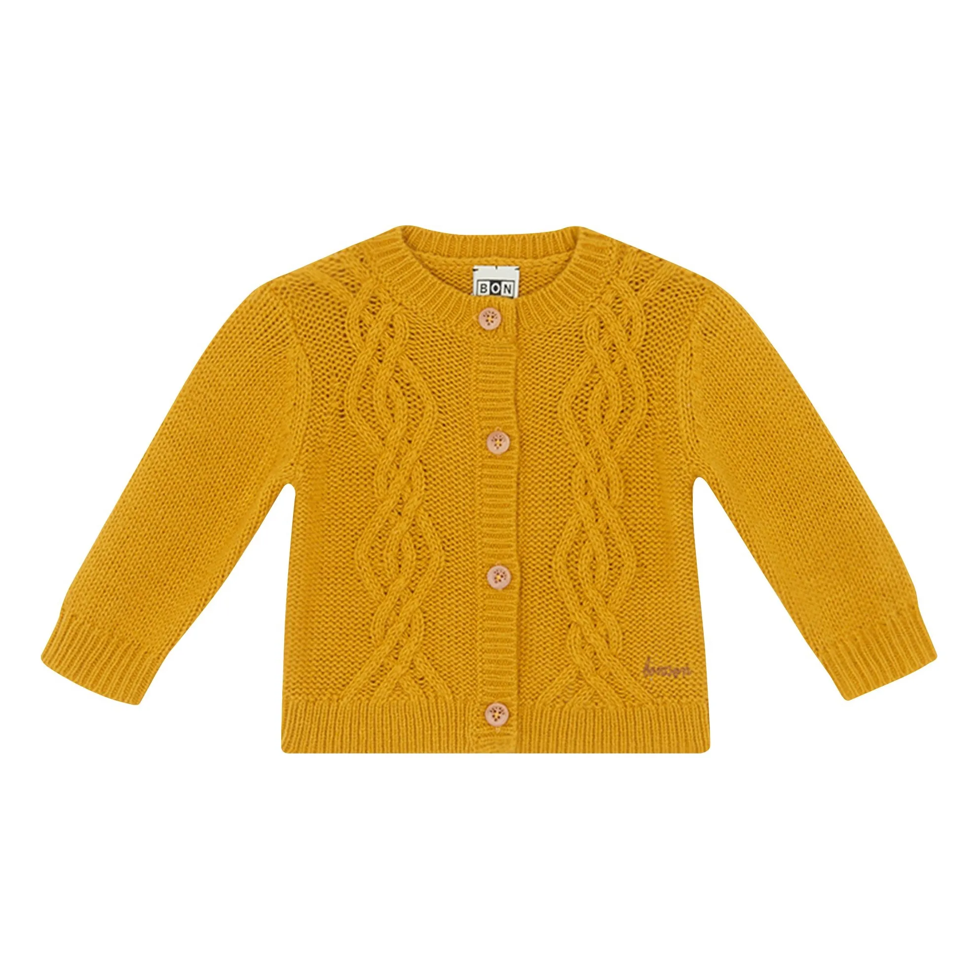 Bonton Yellow Bernard Baby Cable Knit Cardigan