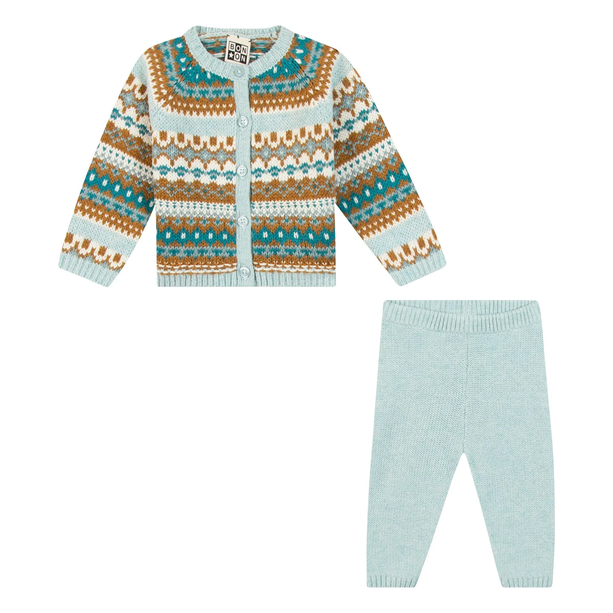 Bonton Green Water Toudou Jacquard Sweater And Legging