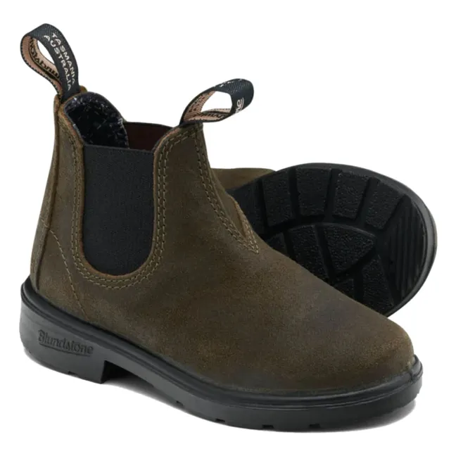 Chelsea Boots Suede Waxé | Vert kaki