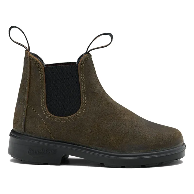 Chelsea Boots Suede Waxé | Vert kaki