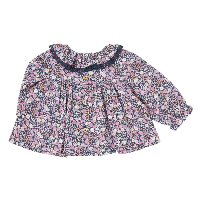 Blusa Flores Bebé | Azul Marino