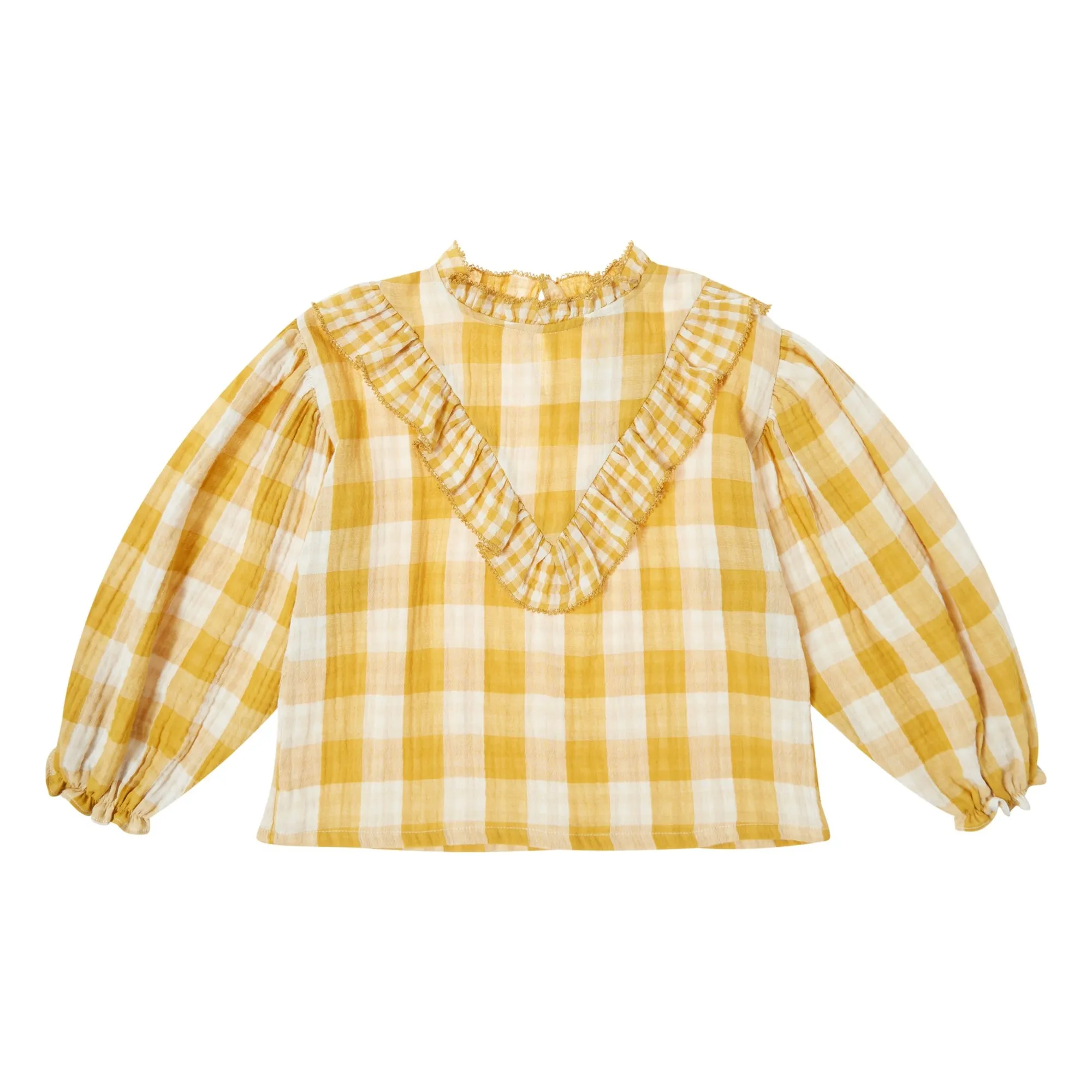 Tocoto Vintage Mustard Vichy Blouse