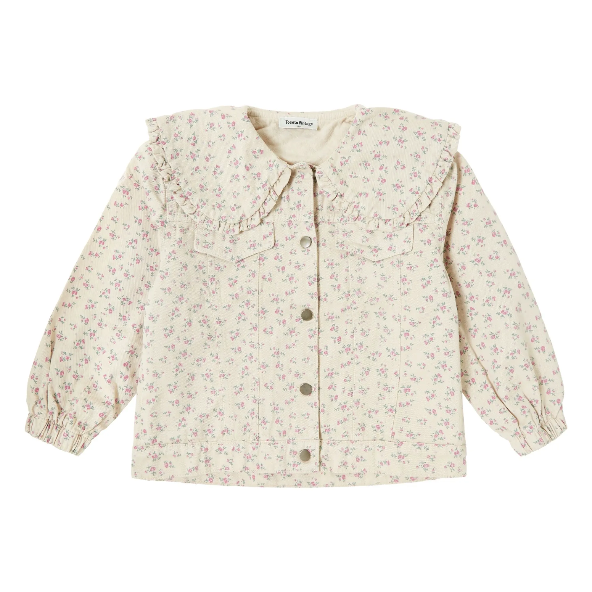 Tocoto Vintage Cream Jean Jacket Flowers