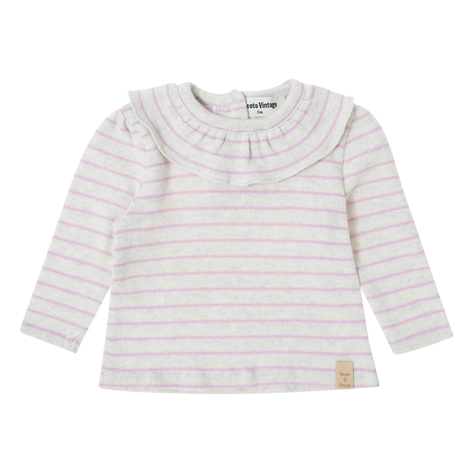 Tocoto Vintage Pink Sailor's Frill Neck T-Shirt